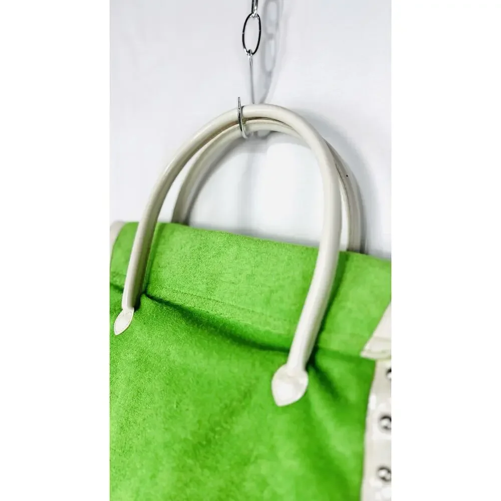 Sanrio Hello Kitty Green/White Tote Snap Closure Inner Pockets Studded Silver